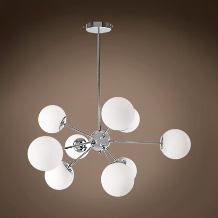 Joshua Marshal Limited Edition 9 Light White Glass Globes Pendant Light Chrome 700852-001